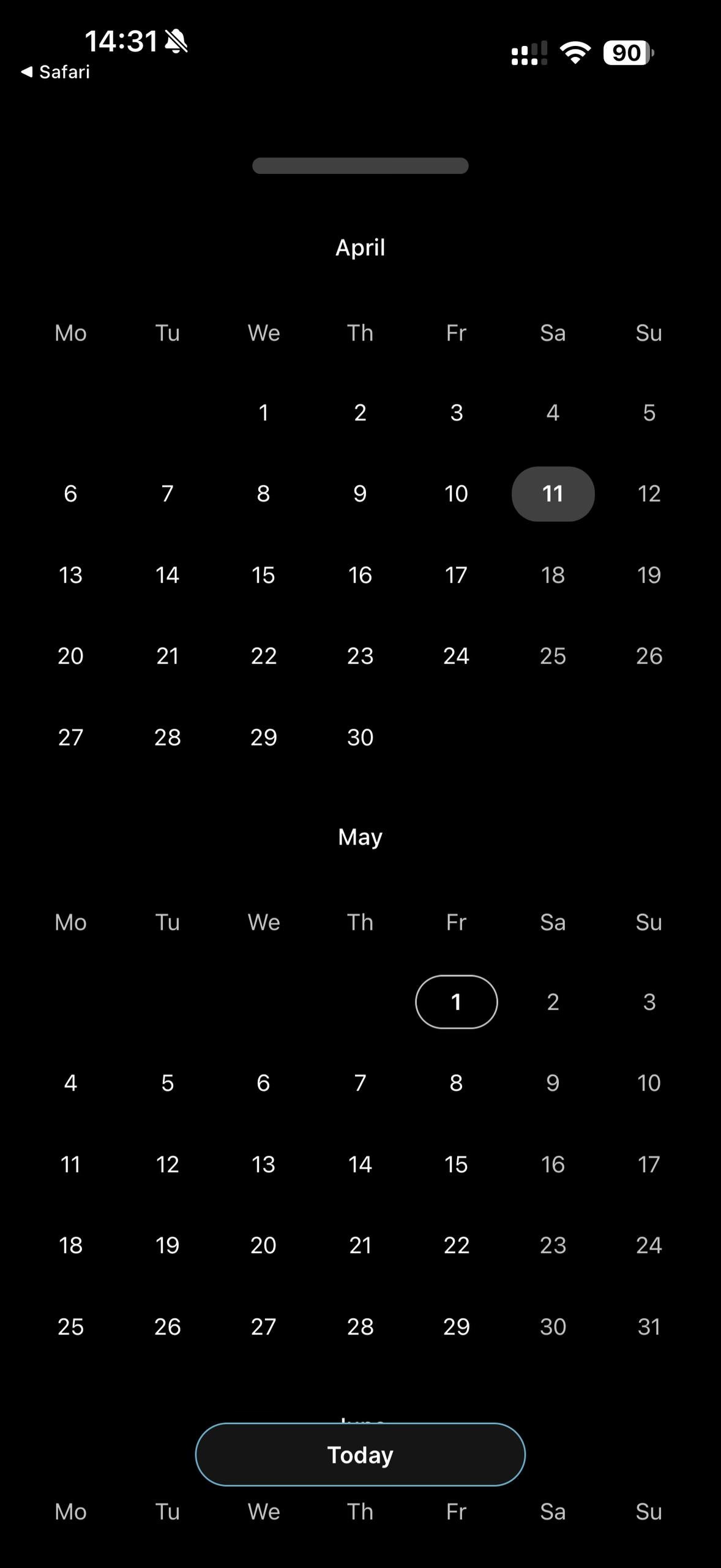 Calendar view